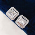 Classic Geometric Square Cut Zircon Stud Earrings For Women, European Style Fashion Jewelry view 3