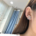 Five Petal Sunflower Rhinestone Stud Earrings Sweet Elegant Celebrity Style Ear Jewelry view 4