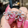 Five Petal Sunflower Rhinestone Stud Earrings Sweet Elegant Celebrity Style Ear Jewelry view 5