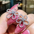 Five Petal Sunflower Rhinestone Stud Earrings Sweet Elegant Celebrity Style Ear Jewelry view 2