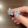 European High Quality 3A Cubic Zirconia Leaf Stud Earrings, Geometric Leaf Earrings For Women view 3