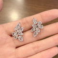 European High Quality 3A Cubic Zirconia Leaf Stud Earrings, Geometric Leaf Earrings For Women view 4