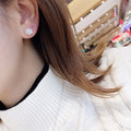 Korean Micro Pave Copper Zircon Snowflake Stud Earrings, Mini Sleep-In Ear Jewelry view 3