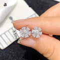 Korean Micro Pave Copper Zircon Snowflake Stud Earrings, Mini Sleep-In Ear Jewelry view 5