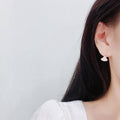 Classic Fan Shaped Mini Dress Earrings, Light Luxury French Cubic Zirconia Skirt Drop Earrings view 4