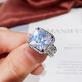 Luxury Full Pave Square Zircon Ring For Women Platinum Color Wedding Jewelry view 3