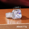 Luxury Full Pave Square Zircon Ring For Women Platinum Color Wedding Jewelry view 5