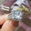 Luxury Full Pave Square Zircon Ring For Women Platinum Color Wedding Jewelry view 2