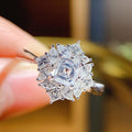 Minimalist Floral Full Cubic Zirconia Ring For Women, European Banquet Engagement Jewelry view 2