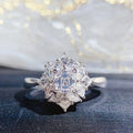 Minimalist Floral Full Cubic Zirconia Ring For Women, European Banquet Engagement Jewelry view 4