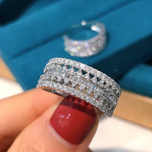 European Copper Platinum Plated Hollow Ring For Women Creative Fashion Jewelry