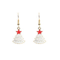 Custom Christmas Enamel Alloy Rhinestone Tree Santa Reindeer Snowflake Cute Festive Hook Earrings view 3