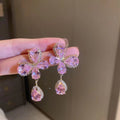 Sweet Cool Butterfly Rhinestone Teardrop Metal Drop Earrings For Women view 1