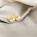 French Vintage Romantic Shell Flower Basket Hoop Elegant Rhinestone Pearl Sweet Fresh Women's Earrings view 3