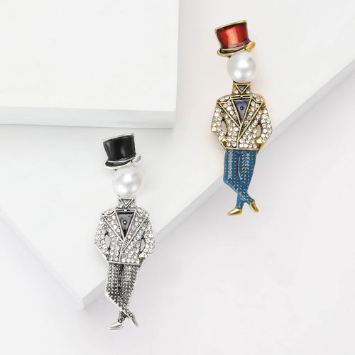 Alloy Rhinestone Magician Brooch Pin For Coats Sweaters And Suits