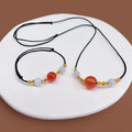 Viral Vintage Acacia Bean Red Agate Pendant Bracelet And Zodiac Year Collarbone Choker view 2