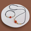 Viral Vintage Acacia Bean Red Agate Pendant Bracelet And Zodiac Year Collarbone Choker view 1