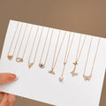 Titanium Steel Trendy Necklace Pearl Micro Pave Geometric Fishtail Butterfly Heart Clavicle Chain view 2