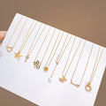 Titanium Steel Trendy Necklace Pearl Micro Pave Geometric Fishtail Butterfly Heart Clavicle Chain view 1