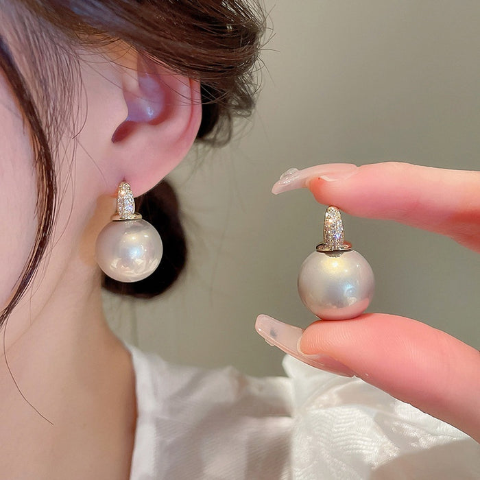 French Minimalist Pearl Cubic Zirconia Ear Cuff Earrings For Women Geometric OL Jewelry