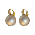 French Minimalist Pearl Cubic Zirconia Ear Cuff Earrings For Women Geometric OL Jewelry view 5
