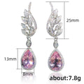 Angel Wing Earrings Romantic Pink Zircon Teardrop Dangle Earrings Luxury Fashion Jewelry view 5