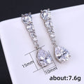 Fashion Pear Shape Wedding Drop Earrings With AAA Cubic Zirconia, Silver Color Long Earrings For Women view 5