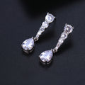 Fashion Pear Shape Wedding Drop Earrings With AAA Cubic Zirconia, Silver Color Long Earrings For Women view 4