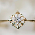 Japanese Fresh Style Princess Square Cut Zircon Inlaid Ring Cross Border Hot Selling Jewelry view 2