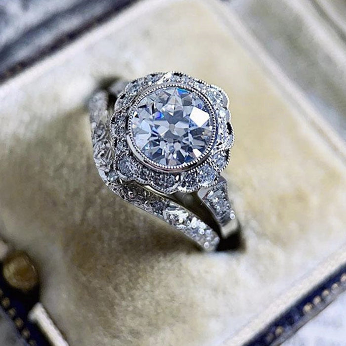 Sparkling Zircon Ring Two Piece Set Vintage Elegant Niche Design Stack Rings For Women