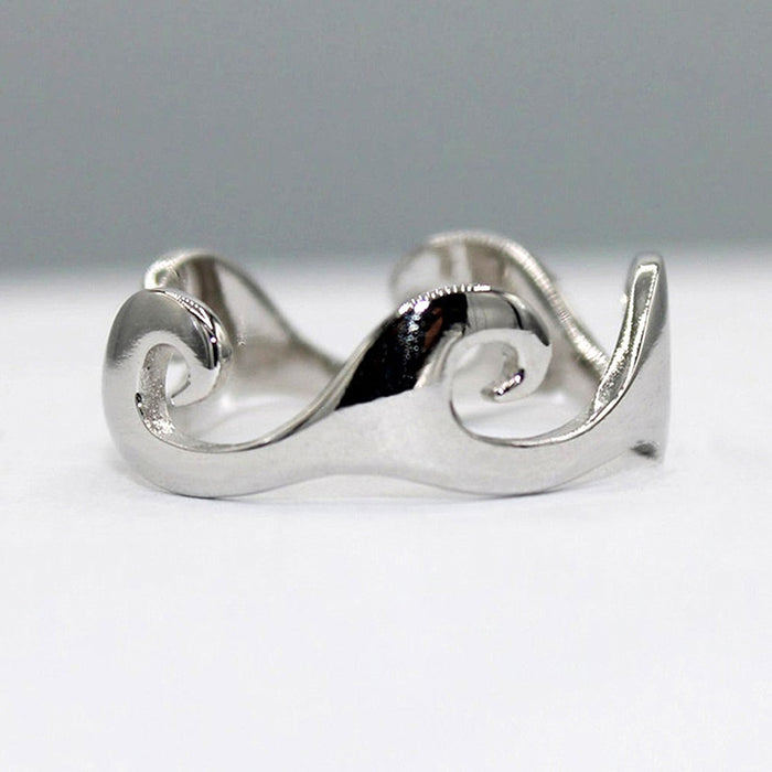 Irregular Wavy Smooth Index Finger Ring, Simple Unisex Statement Band For Jewelry