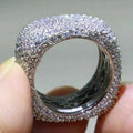 Micro Pave Full Diamond Geometric Zircon Ring, Korean Japanese Style Sparkling Fashion Finger Jewelry view 2