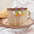 Fresh Colorful Cherry Fruit Heart Crystal Rhinestone Pearl Tassel Alloy Stud Hoop Earrings view 4