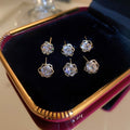 Korean Minimalist Petite Zircon Flower Metal Stud Earrings For Women view 2