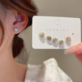 Korean Minimalist Petite Zircon Flower Metal Stud Earrings For Women view 1