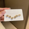 Korean Minimalist Petite Zircon Flower Metal Stud Earrings For Women view 4