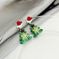 Cartoon Christmas Santa Tree Snowman Acrylic Enamel Stud Drop Holiday Gift Earrings view 3