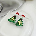 Cartoon Christmas Santa Tree Snowman Acrylic Enamel Stud Drop Holiday Gift Earrings view 2