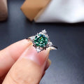 White Gold Plated Emerald Green Zircon Ring For Women, Simple Proposal Jewelry view 4