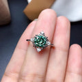 White Gold Plated Emerald Green Zircon Ring For Women, Simple Proposal Jewelry view 2