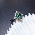 White Gold Plated Emerald Green Zircon Ring For Women, Simple Proposal Jewelry view 5