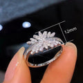 Elegant Crystal Flower Ring For Women Full Rhinestone Simple Korean Style Statement Index Finger Ring view 5