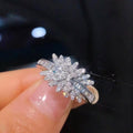 Elegant Crystal Flower Ring For Women Full Rhinestone Simple Korean Style Statement Index Finger Ring view 2