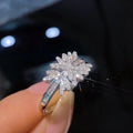 Elegant Crystal Flower Ring For Women Full Rhinestone Simple Korean Style Statement Index Finger Ring view 3
