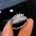 Elegant Crystal Flower Ring For Women Full Rhinestone Simple Korean Style Statement Index Finger Ring view 1