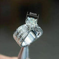 Platinum Color Copper Proposal Ring With Four Prong Zircon Setting, Women's Ring With Packaging view 4