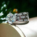 Platinum Color Copper Proposal Ring With Four Prong Zircon Setting, Women's Ring With Packaging view 2