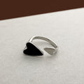 Korean Retro Irregular Open Ring Enamel Heart Geometric Fashion Statement Finger Ring For Women view 4