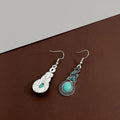 Vintage Bohemian Turquoise Teardrop Alloy Dangle Hook With Rhinestone Inlay Ethnic Luxury Earrings view 4