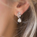 Elegant Leaf Zircon Earrings With French Water Drop Dangle, Simple Long Earrings For Women view 2